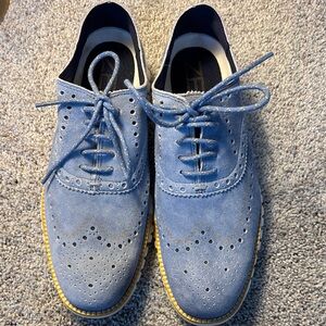 Men's Blue Suede Oxford Shoes